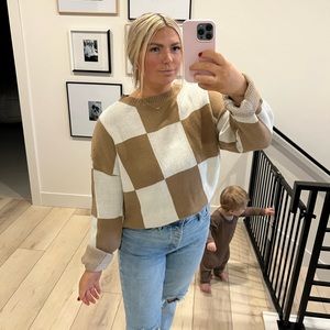 Checkered knit sweater